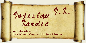 Vojislav Kordić vizit kartica